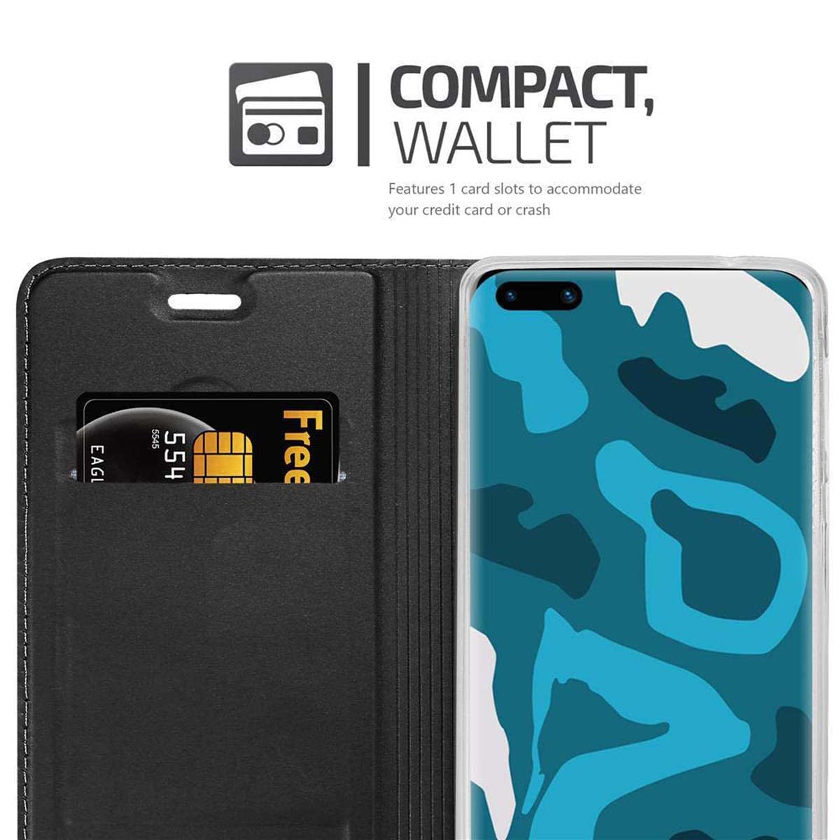 Cadorabo Custodia Libro Per Huawei P40 Pro – Portafoglio In Pelle Con Vani Carte, Supporto E Chiusura Magnetica, Classy Nero