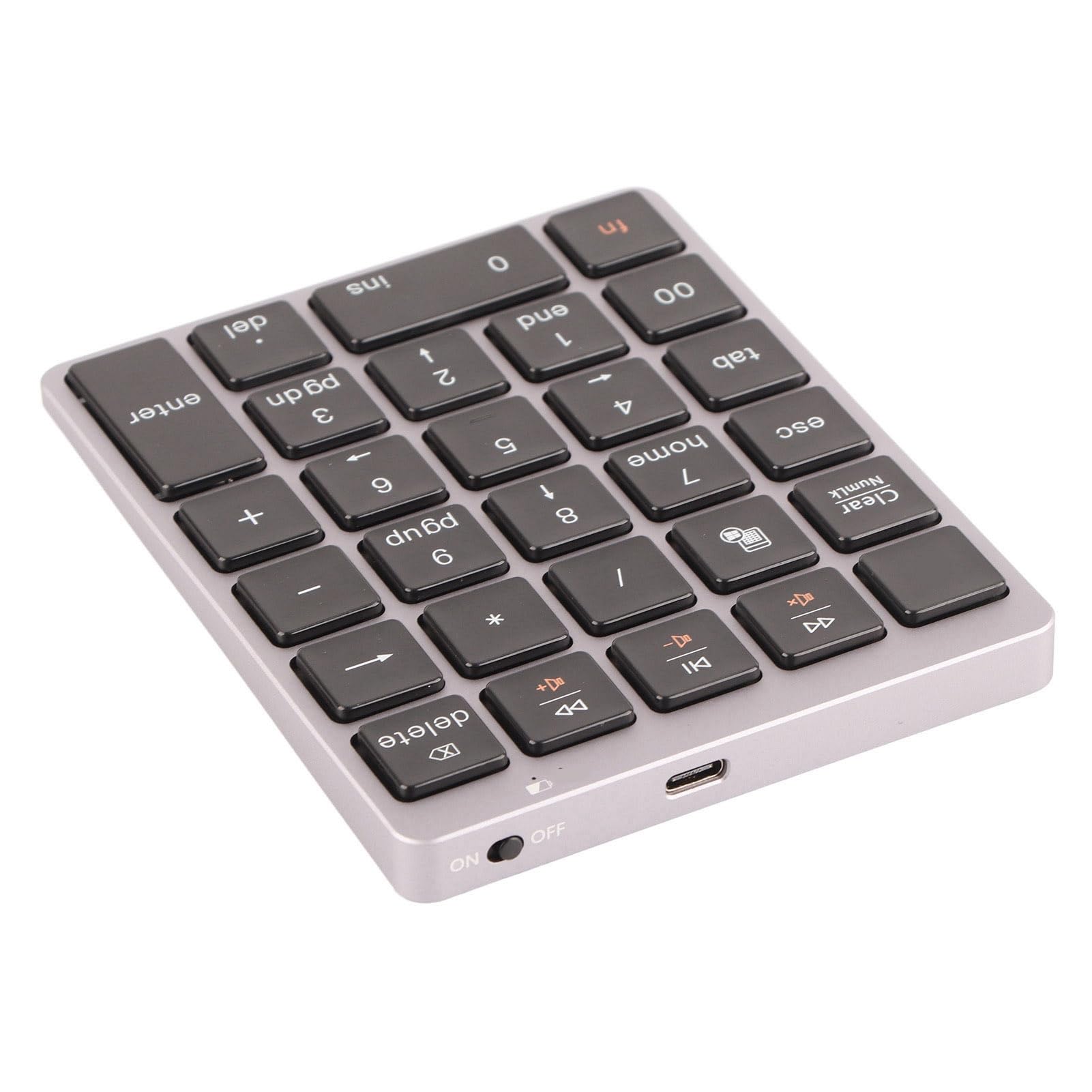 Tastierino Numerico Meccanico Bluetooth Ergonomico e Portatile per Uso Ufficio Design in Alluminio a 28 Tasti