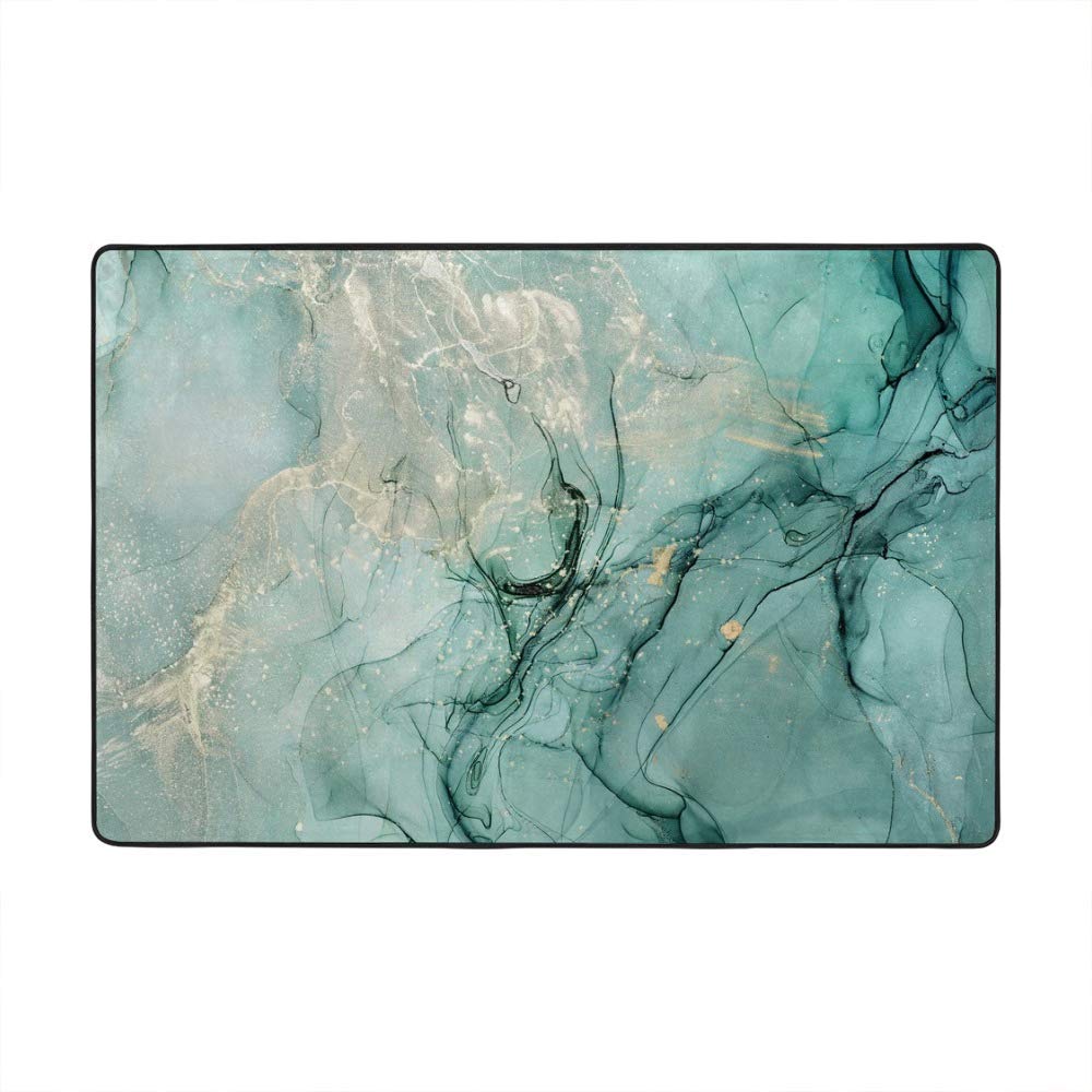 Tapis de surface encre verte abstraite grand tapis salon 183x122