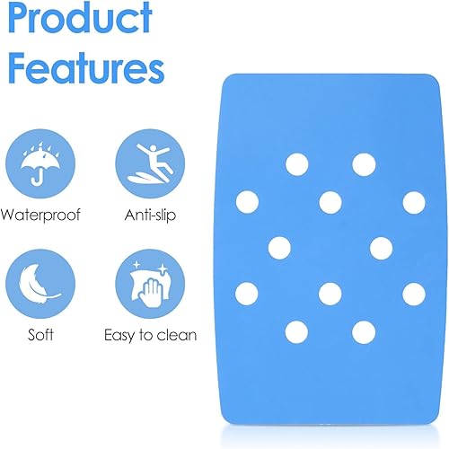 Miniatura 6 de Tissting Cojín para silla de ducha de 13.78 x 5.12 x 0.39 pulgadas, almohadilla impermeable y antideslizante con muchos agujeros de salida de agua,