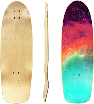 perfk Blank Skateboard Deck Wooden Longboard Deck 7 Ply Maple Construction for Art Painting