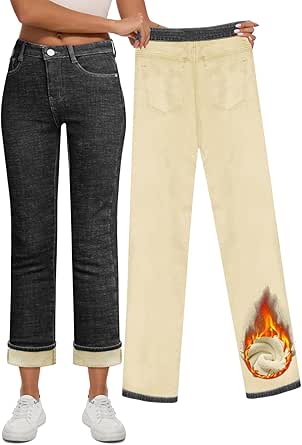 BALEAF Leggings Termici da Donna con Tasche Jeggings Pantaloni da Trekking Invernali idrorepellenti a Vita Alta Nero