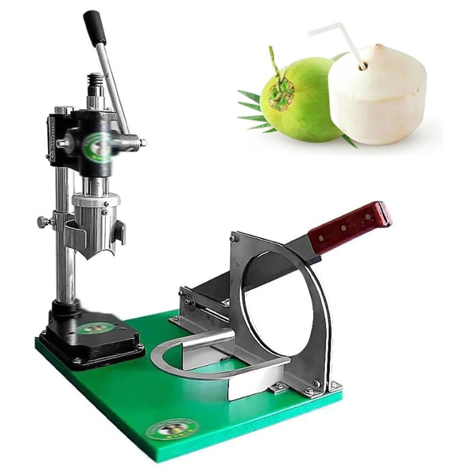 Oiyekntd Manual Coconut Press Opening Maker, Desktop Stainless Steel Green Coconut Peeling Cutting Machine, Coconut Hole Open 2.36" Diameter 1Handle