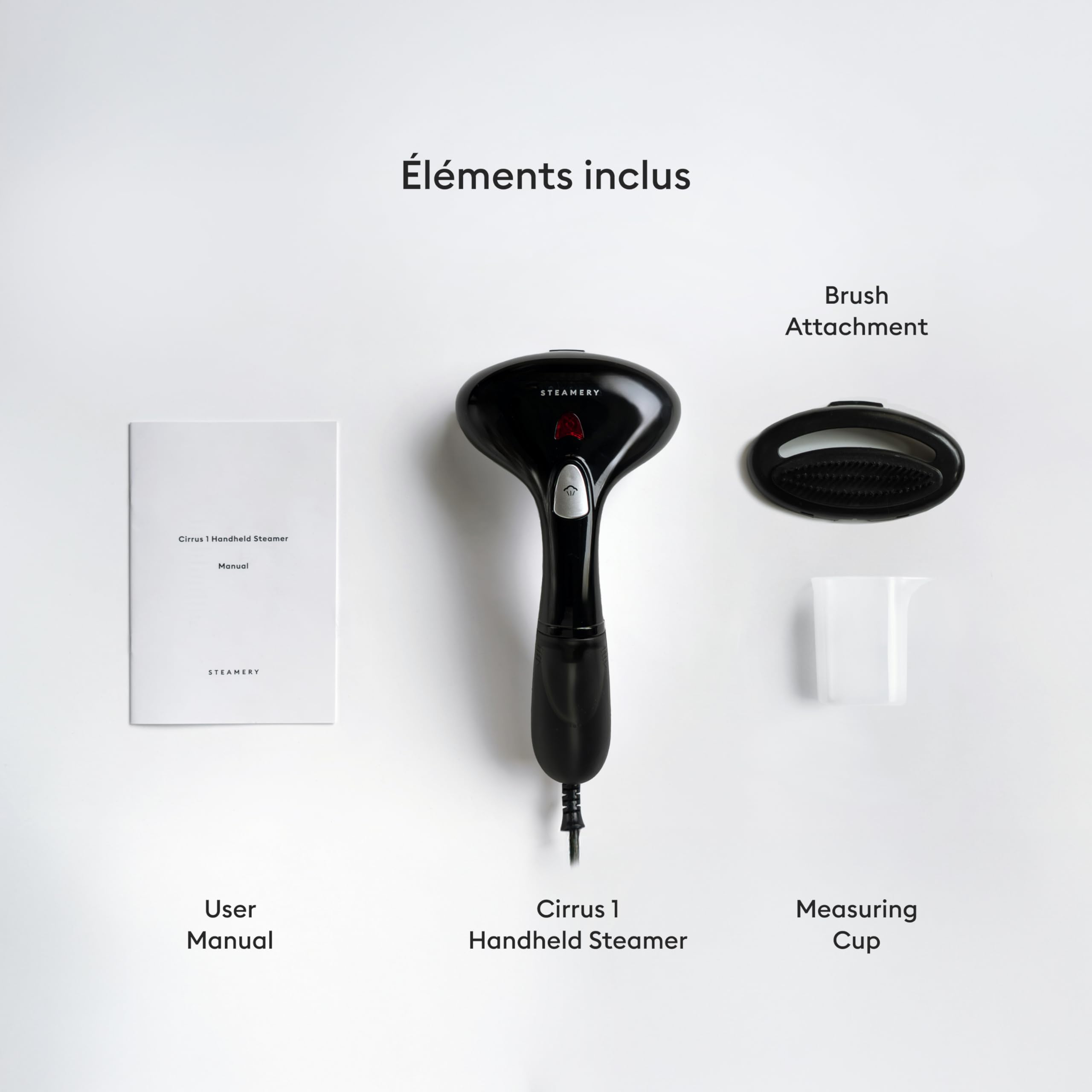 Steamery défroisseur vapeur Cirrus 1, 1500W, débit de vapeur 16-20g/min, résultats sans plis, chauffe en 25 secondes, facile à transporter, conception compacte, Noir