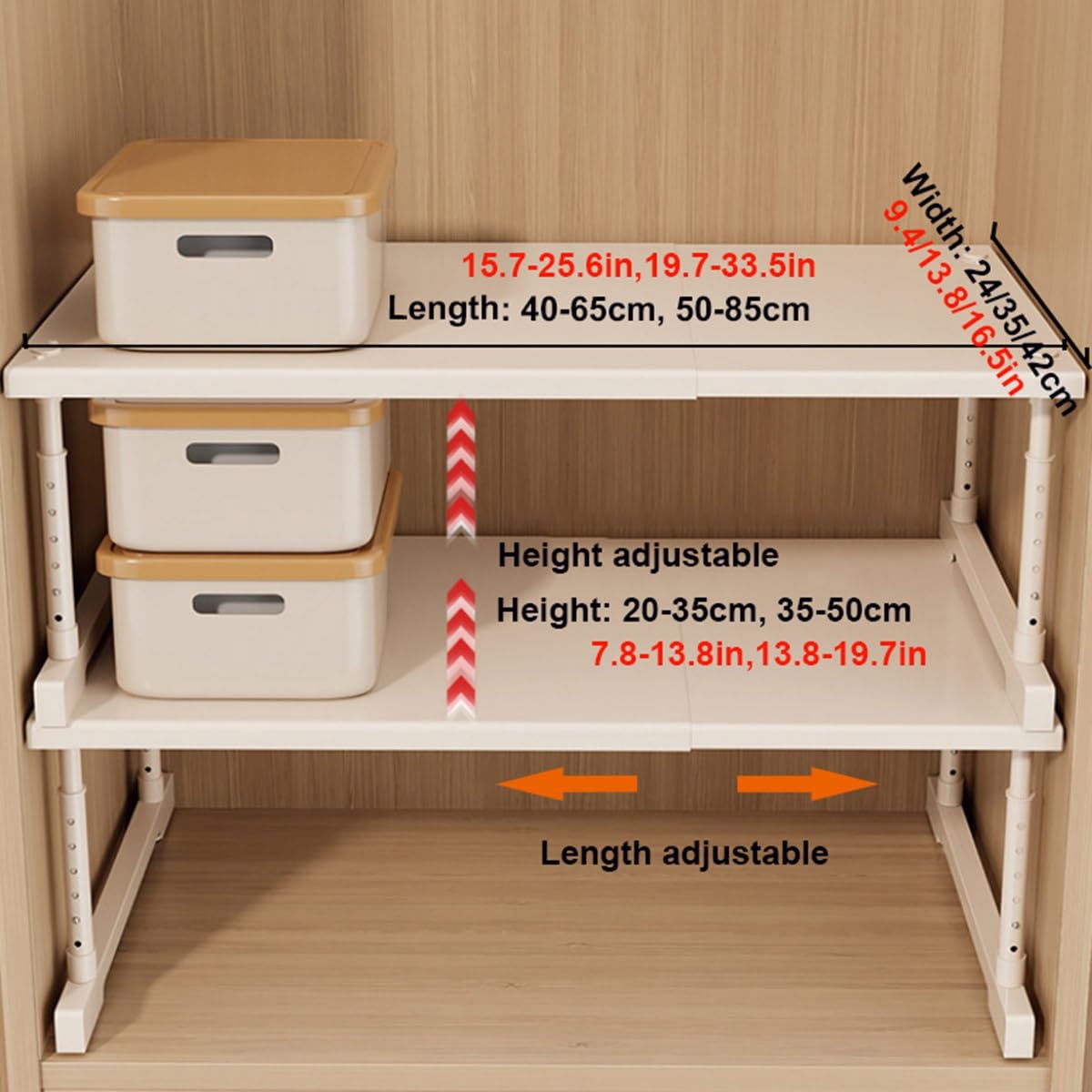 Prateleira De TensãO para ArmáRio, Prateleira De Armazenamento ExpansíVel, Estante De Armario Extensible, Cozinha, Casa De Banho(W35cm,L50-85cm H20-35cm)