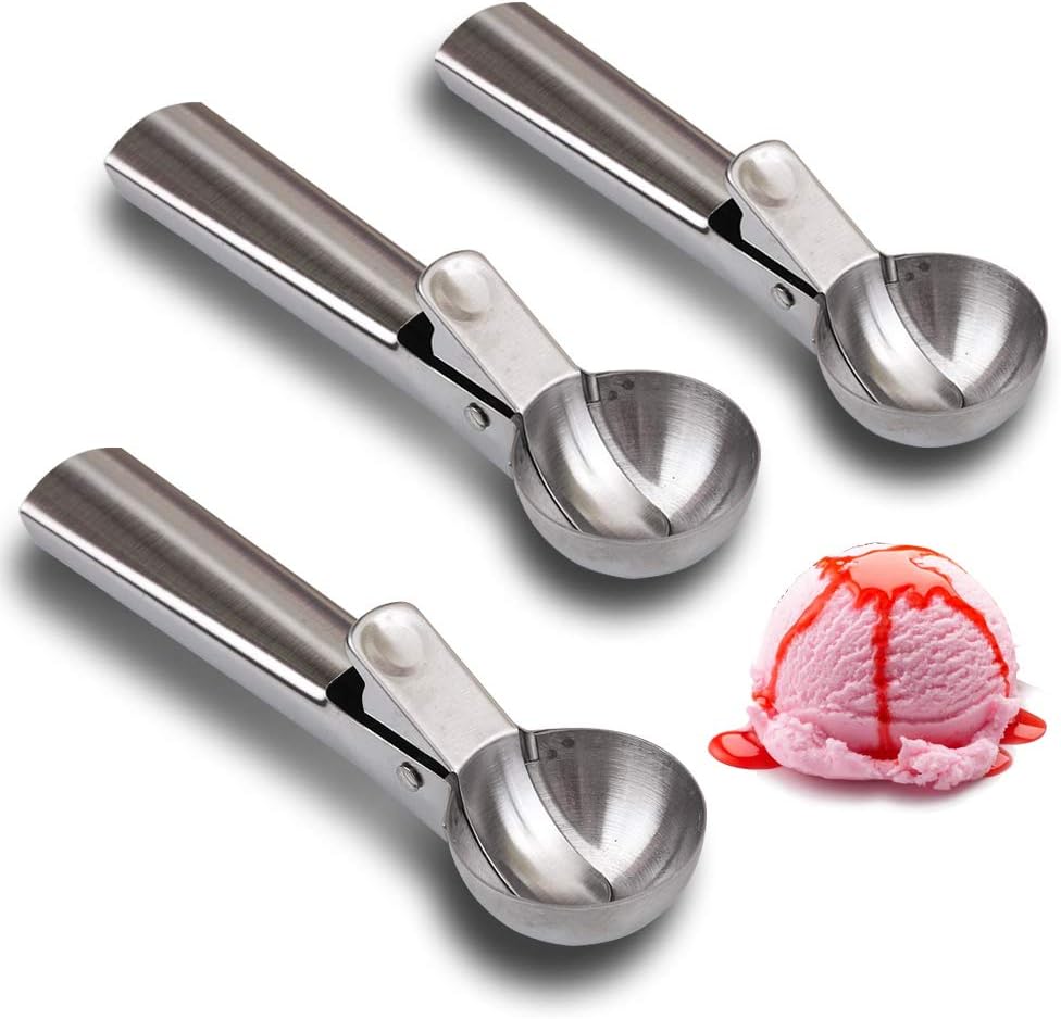 Cozihom Stainless Steel Ice Cream Scoop with Trigger, Cookie Scoops