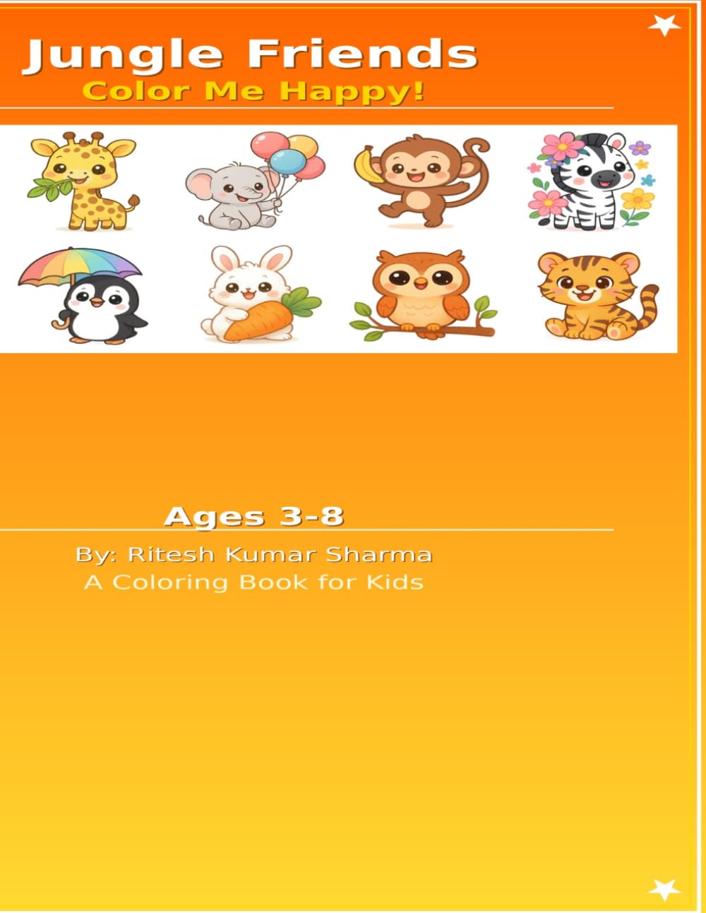 Jungle Friends Color Me Happy!: A Coloring Book for Kids Ages 3-8 with Fun Facts About Jungle Animals
