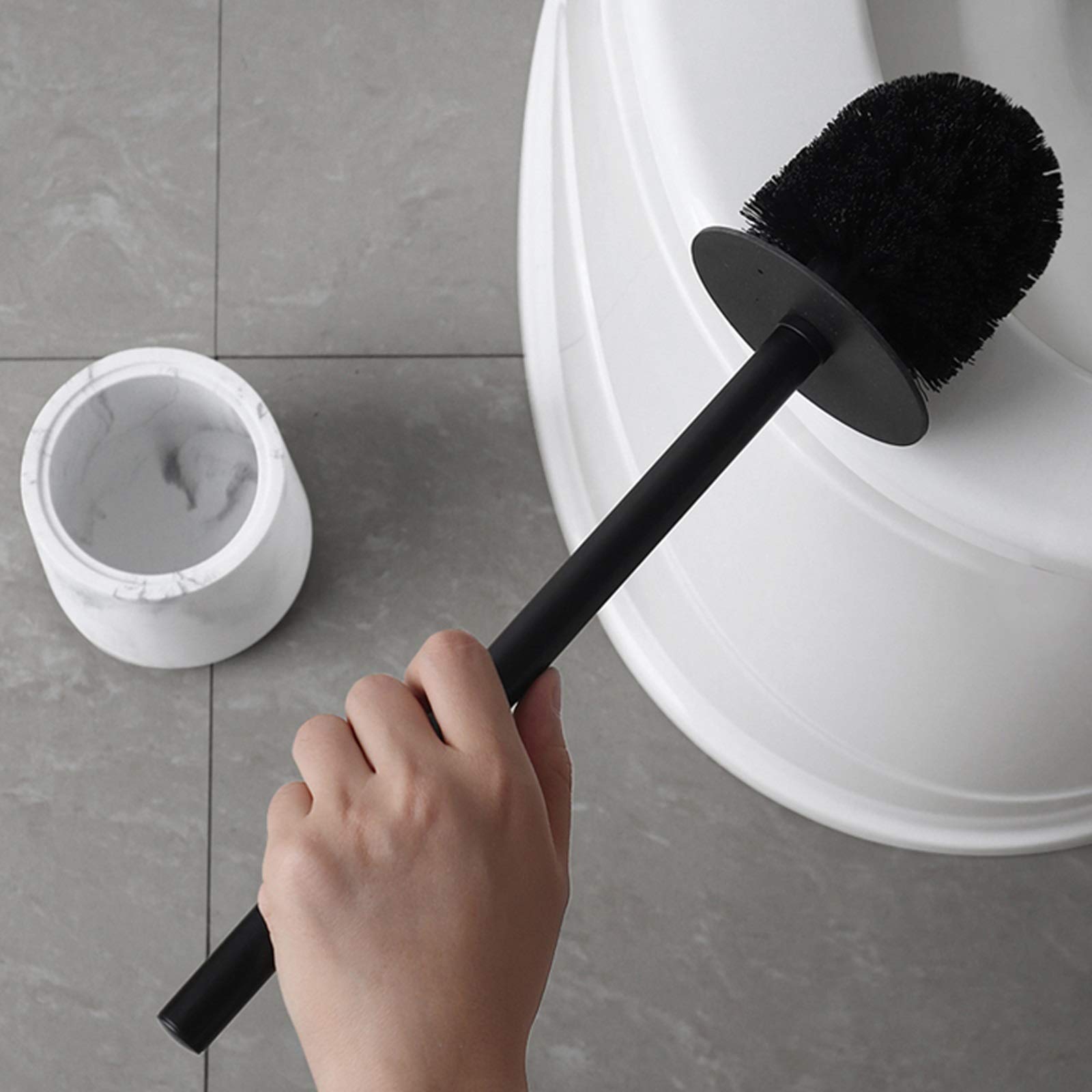 escobilla de baño El juego de cepillo de inodoro de resina con diseño compacto de base y tapa no ocupa espacio y es adecuado for el cepillo de inodoro en cualquier estilo de habitación Cepillo de baño