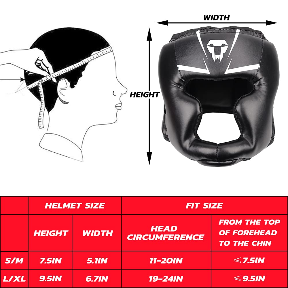 LangRay Caschetto Boxe per Adulti Bambino, Pugilato Protezione Casco della Testa da Boxe per Arti Marziali Taekwondo Karate MMA Boxe Muay Thai Kick Boxing Combattimento