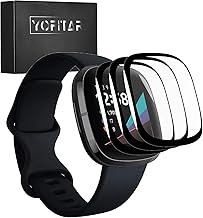 Fitbit Sense/Fitbit Versa 3 Film [3 Set] Fitbit Sense/Versa 3 Protective Film 3D Curved Surface Cover Full Protection PET Composite Carbon Fiber High Transmittance Fingerprint Resistant 9H