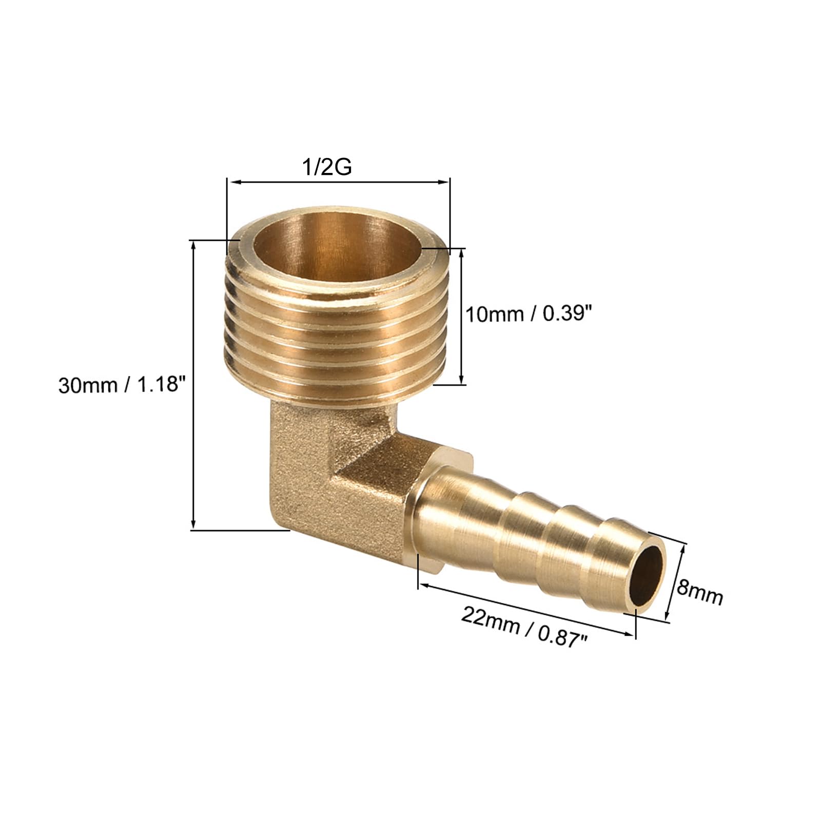 3stk. Messing Barb Schlauch 90 Grad Ellbogen 8mm Stachel x 1/4 G Stecker Rohr