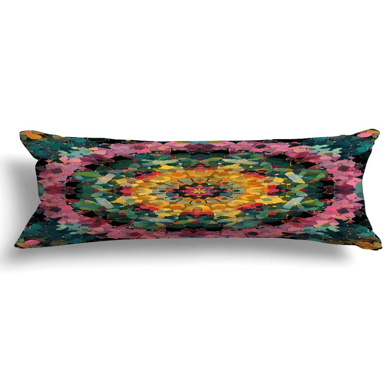 Chinese Style Zipped Body Pillow Case Cover,Watercolor Portuguese Abstract Damask Decorative Rectangle Accent Long Body Pillowcase 20x59in Mother's Day Birthday Gifts Christmas for Women Girl Mom