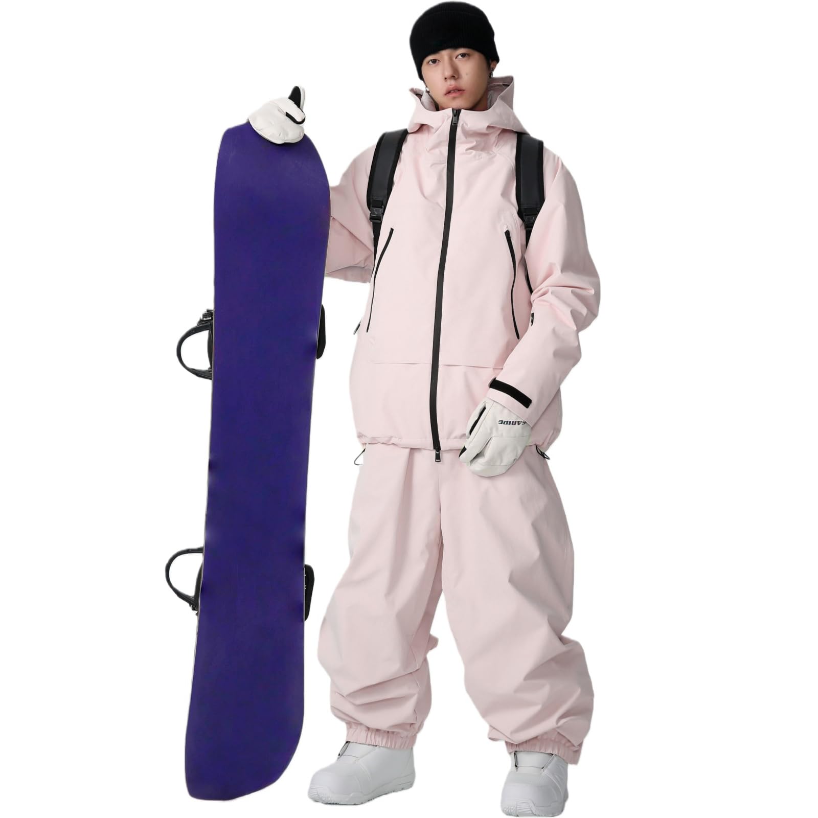 Combinaison de ski pour homme et femme - 2 pièces - Colonne d'eau - Veste de neige respirante - Bretelles coupe-vent - Pantalon de neige pour le ski et le snowboard