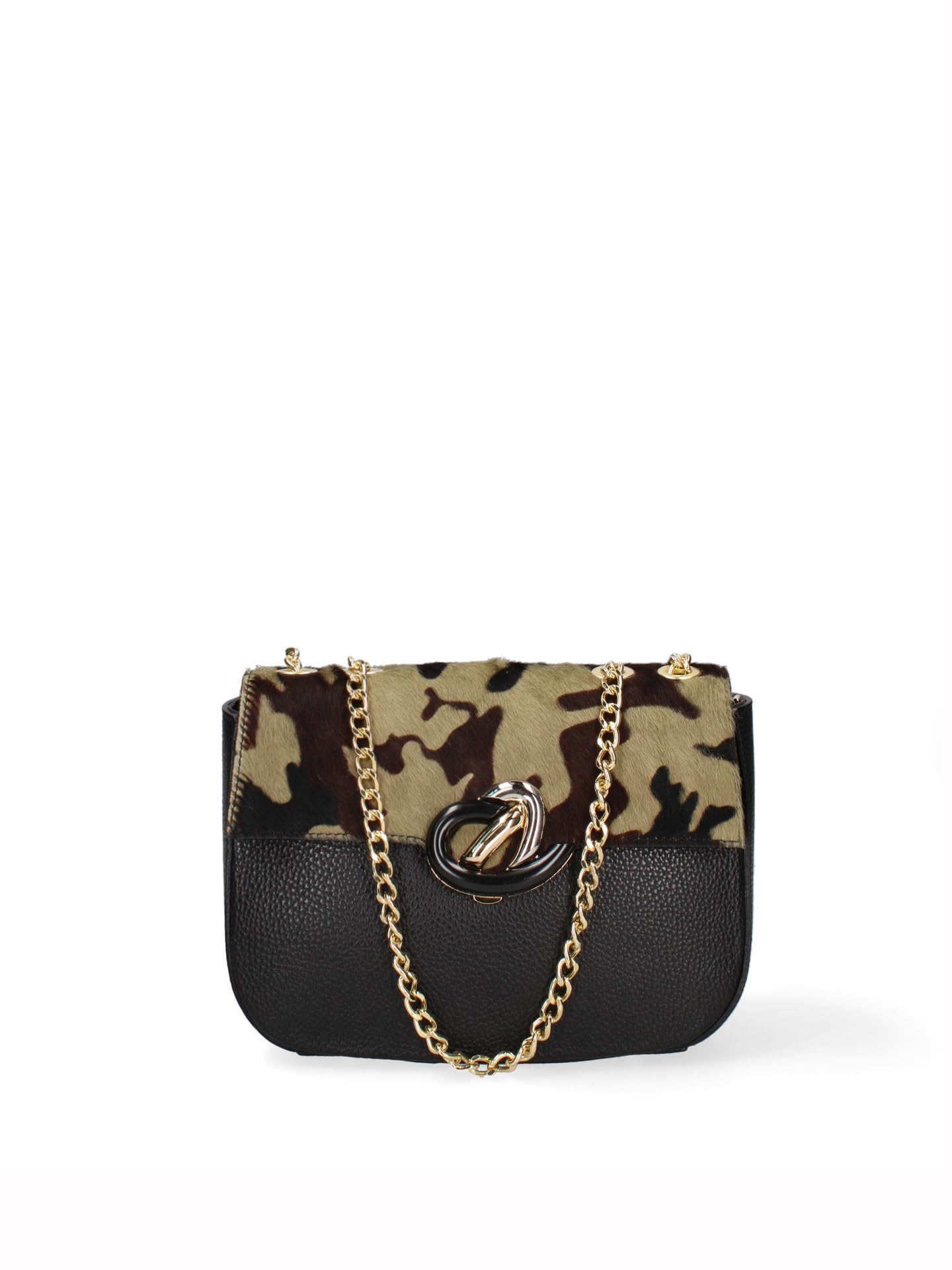 Gave Lux Bolso de hombro para mujer auténtica piel dólar y caballo. Producto artesanal. Made in Italy GLX2256009423FBG Verde oscuro 27x19x10 cm