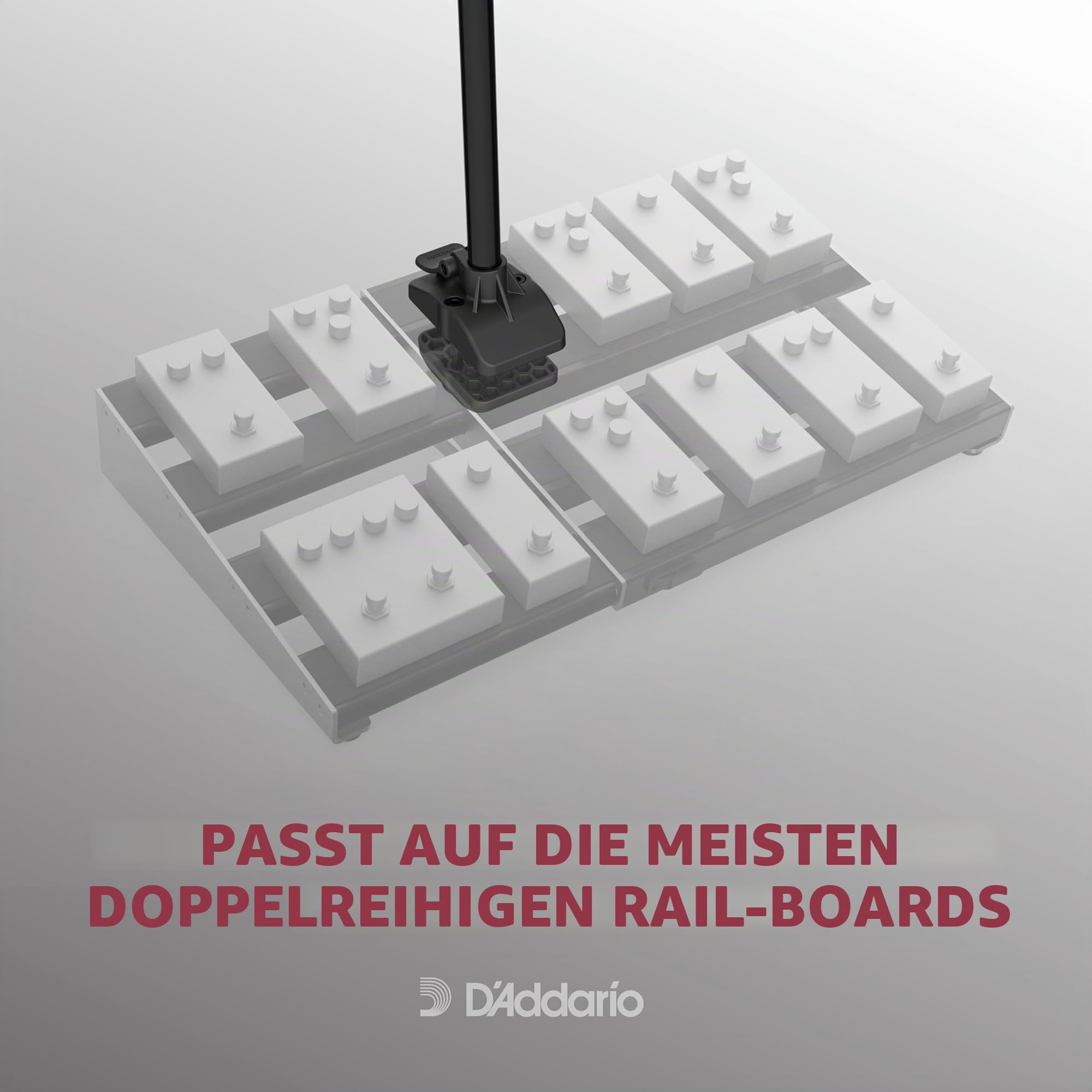 D'Addario XPND Pedalboard Mikrofonständer – Zubehör für Gitarren-Pedalboards – Geeignet für XPND 2 und die meisten zweireihigen Pedalboards mit Schienensystem