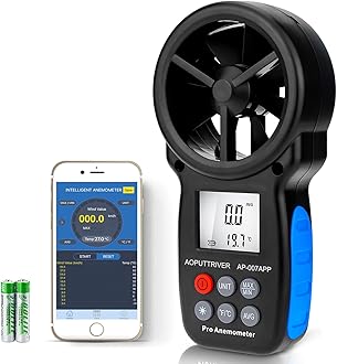 Digital Bluetooth Anemometer Handheld, AP-007-APP Wireless Anemometer Wind Speed Meter Measuring Wind Speed/Temperature with Backlit and Max/Min/AVG for Shooting, Sailling, Flying, Climbing, Cycling