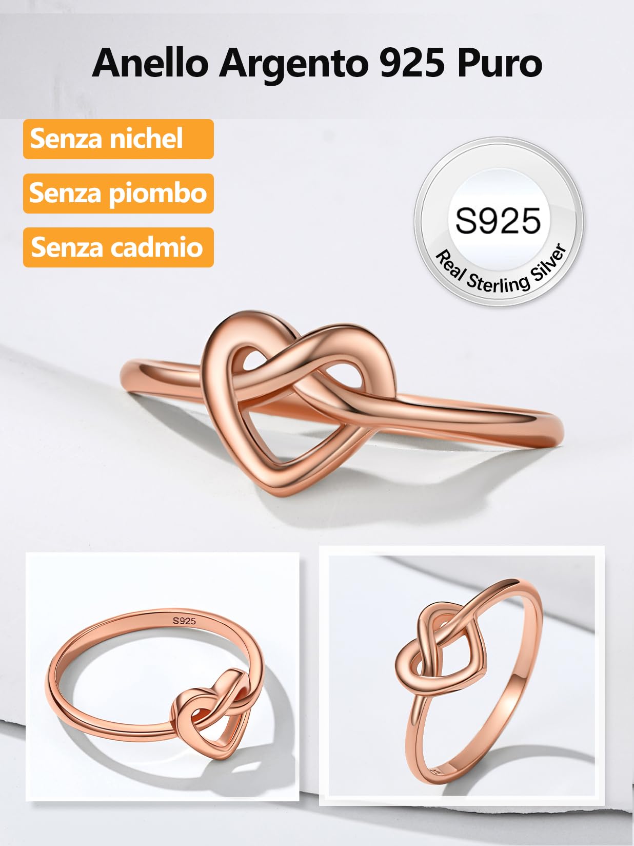 Bestyle S925 Anello Donna Cuore Celtico, Simbolo di Energia e Amore Infiniti, Anelli Donna Argento Sterling, Regalo Ragazza Fidanzata Compleanno