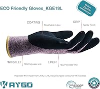 Vista 2 de KAYGO Guantes de trabajo para mujer, guantes de trabajo de seguridad ecológicos con revestimiento de goma transpirable, KGE19L, 3 pares