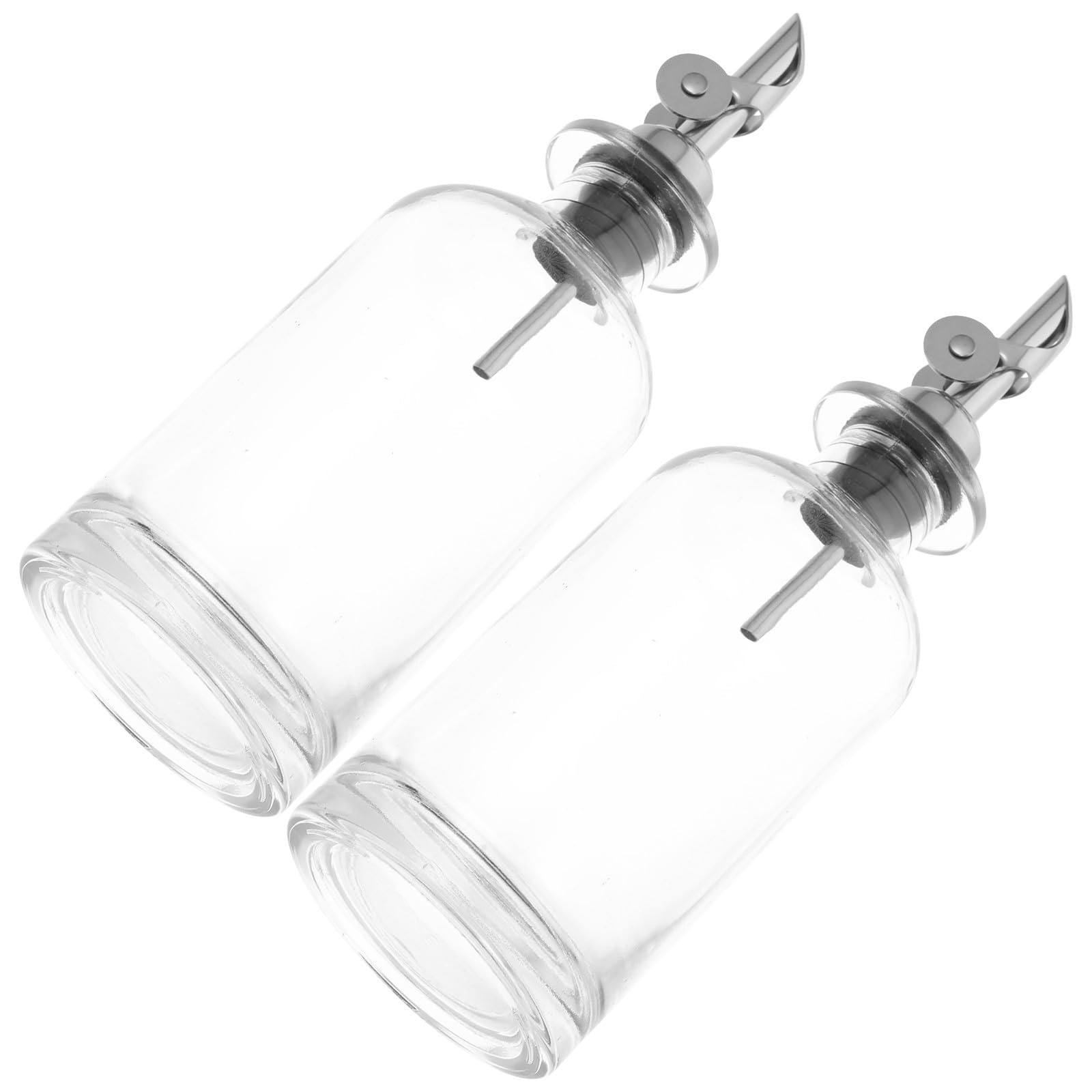 POPETPOP Dispenser per Olio da Cucina 2 Pezzi in Vetro Apertura Automatica del Coperchio Capacità 350ml Facile da Usare Acciaio Inossidabile e Vetro