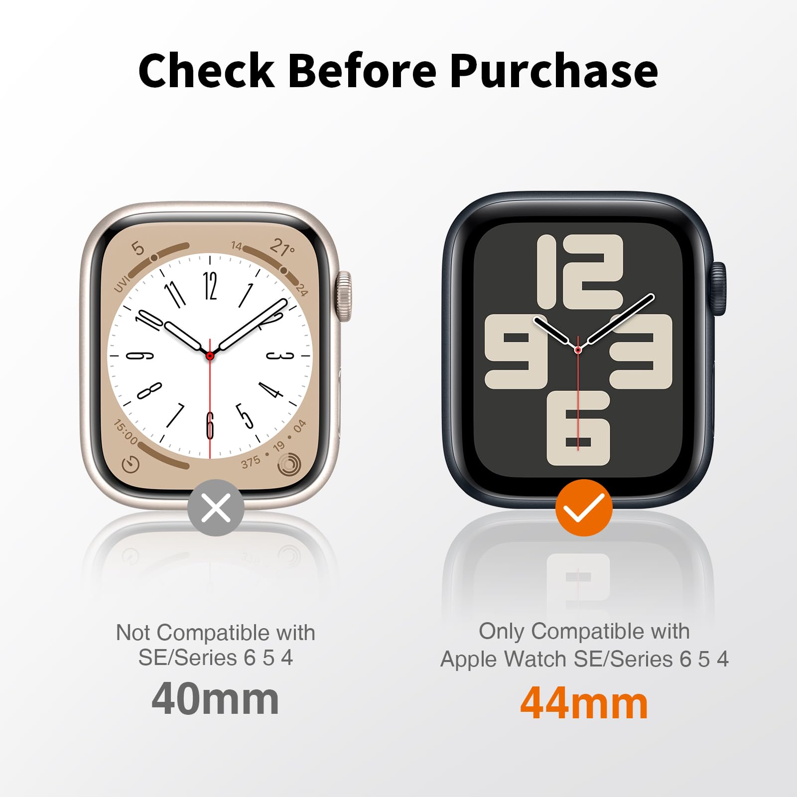 LK 8 sztuk folii ochronnej do Apple Watch Series SE3/SE2/SE/6/5/4 44 mm folia ochronna na wyświetlacz, pełne pokrycie, bez pęcherzyków powietrza, pełne pokrycie, wysoka jakość HD, elastyczna i odporna