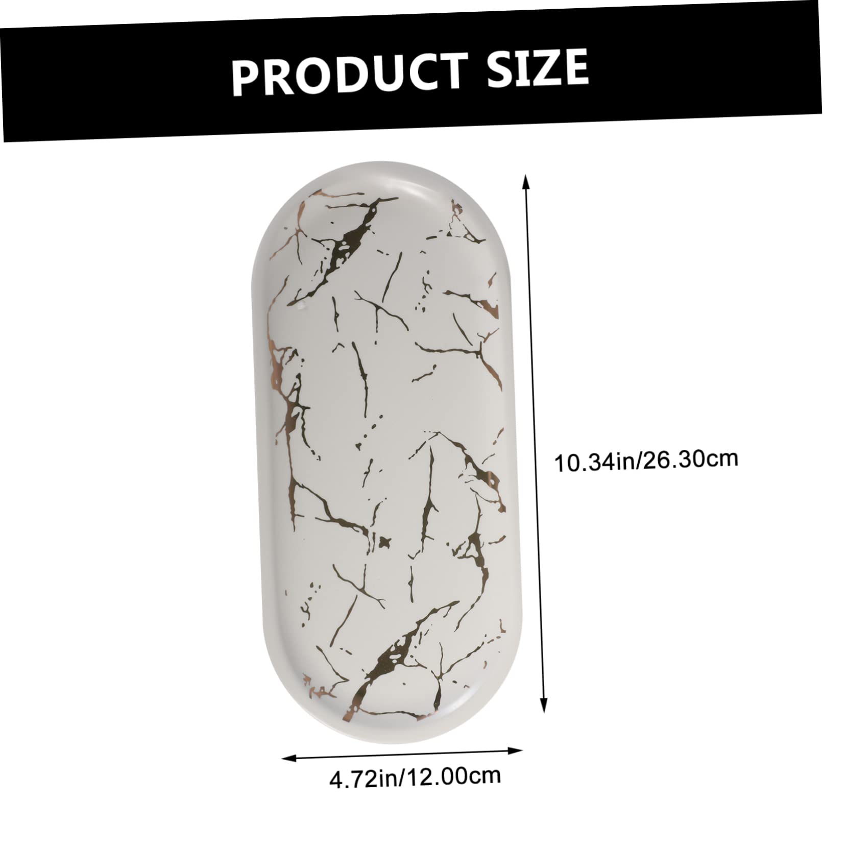 CATIEBYE 1pc Ceramic Marble Pattern Breakfast Tray Elegant Oval Plate for Serving Snacks Organizing Sundries Tableware for Home Kitchen and Dining Decor