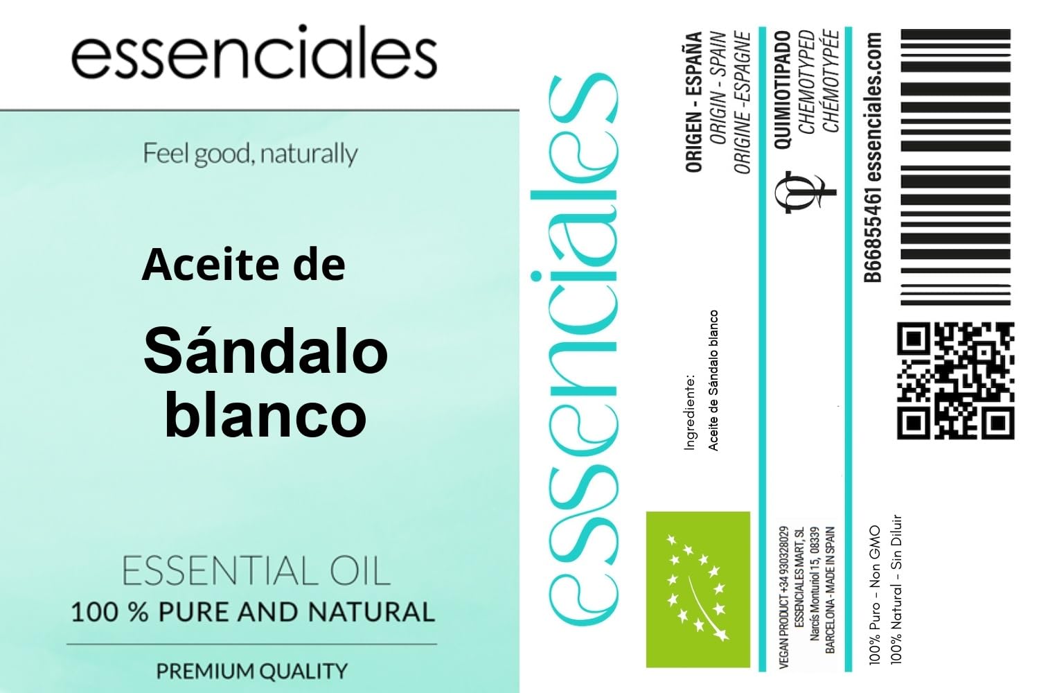 ESSENCIALES Olejek eteryczny z białego drzewa sandałowego 5 ml – 100% czysty i naturalny – aromat otoczkowy – idealny do dyfuzora, relaksu i aromaterapii