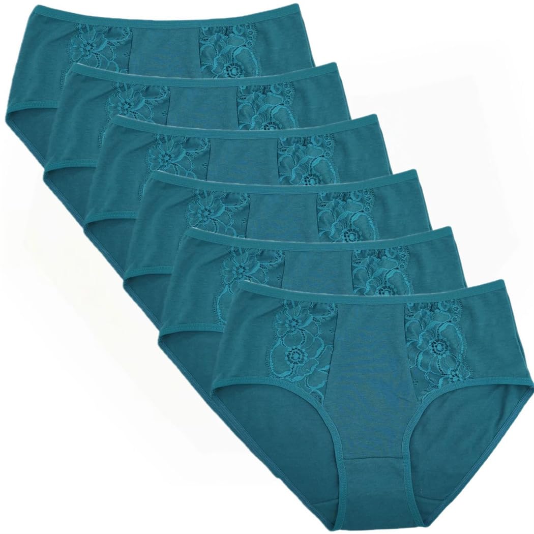 Mutandine da donna in cotone slip in pizzo a vita medio alta mutande in cotone tinta unita biancheria intima mutande 6 pezzi