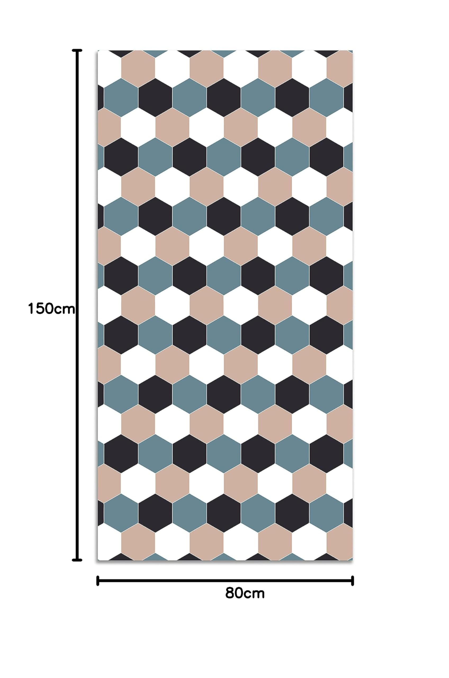 Panorama Alfombra Vinílica Cocina Baño - Modelo Mosaico Hexágonos Tono Azul 80x150 cm - Varios tamaños - Decoración Hogar