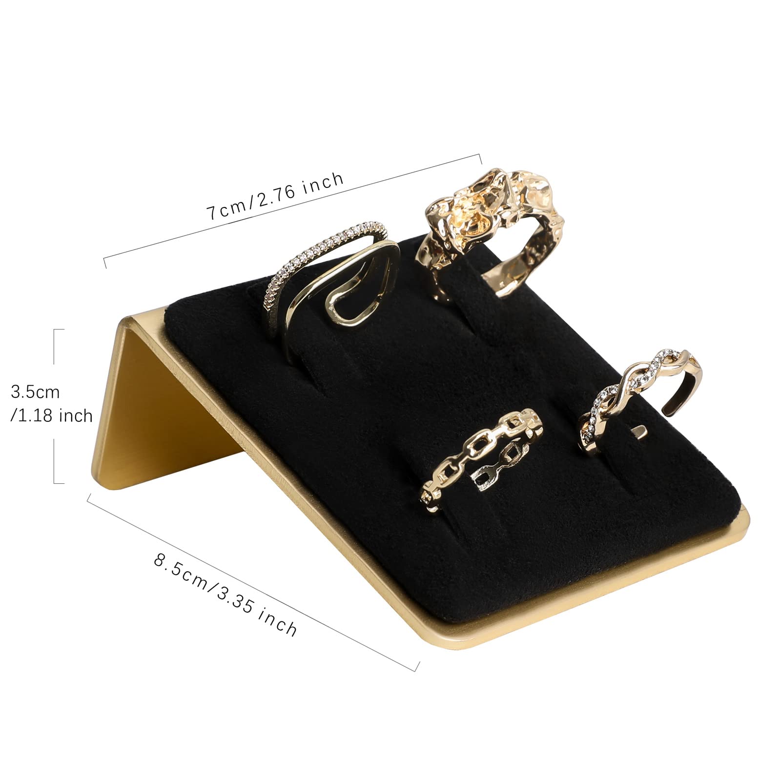 2-Pack Black Velvet Ring Display Holders - Luxury Jewelry Stand For Selling & Organizing Rings - View #2