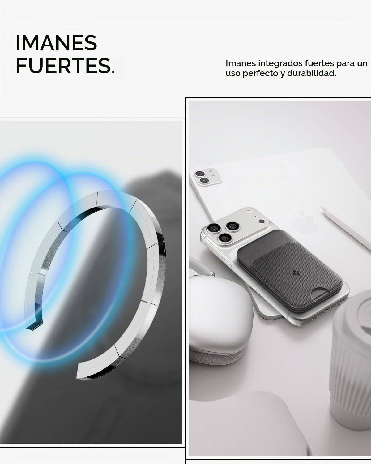 Spigen Cartera Magnética Slim Fold MagFit con Soporte para Tarjetas y Trípode [3 Tarjetas] Compatible con iPhone 17 17e 16 15 14 13 12 Pro MAX Air y Pixel 10 Series Compatible con MagSafe y Pixelsnap