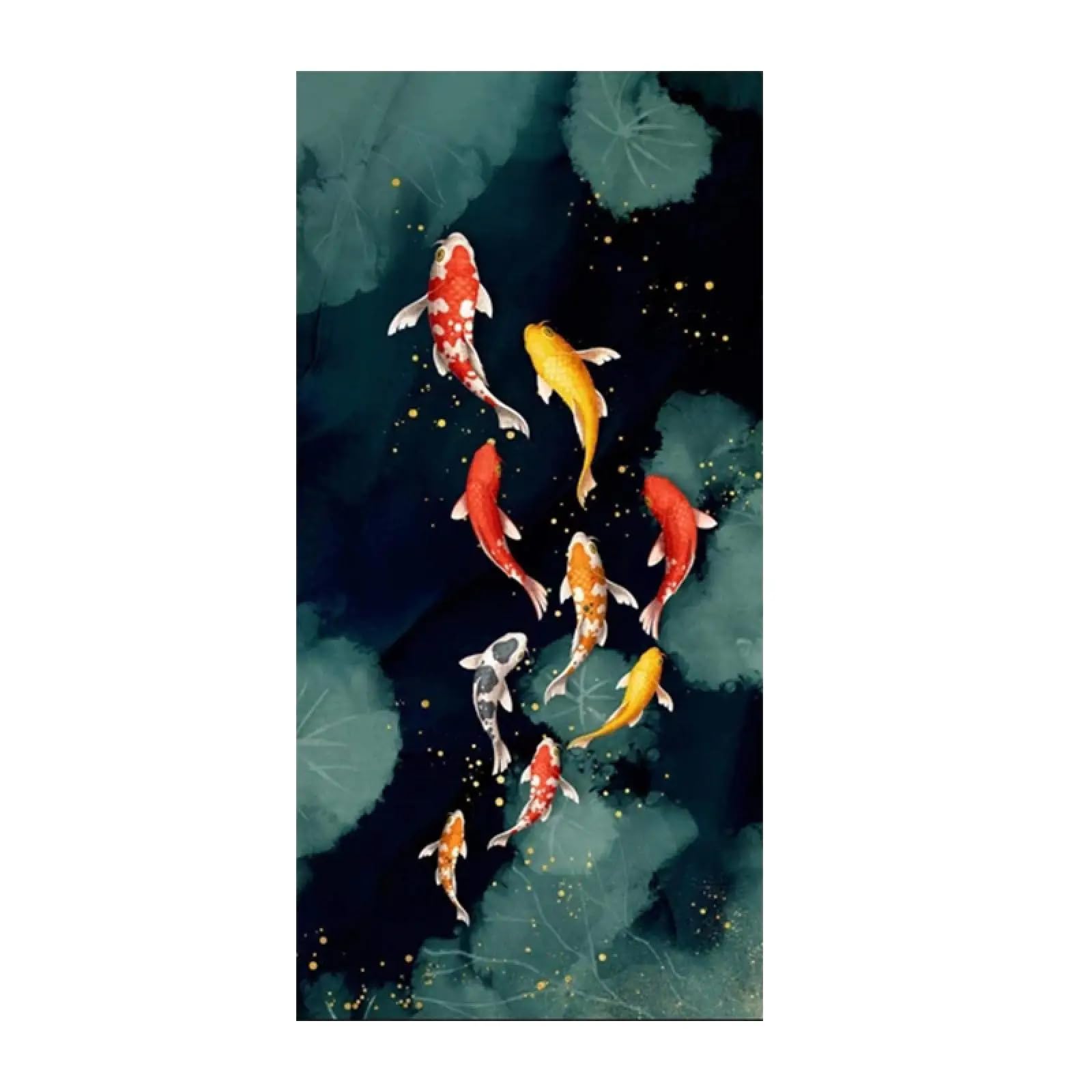 GKUVBF Quadro astratto con pesci koi su tela, decorazione murale per soggiorno, camera da letto e casa (40x80 cm/cornice interna)