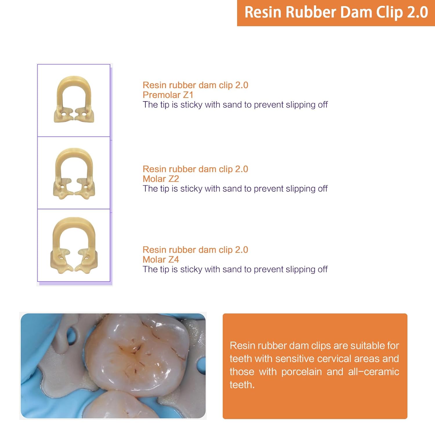 Dental Rubber Dam Set, Dental Resin Rubber Dam Clamps, Distal Premolar Resin Clip, Dental Dam Frame, Dental Rubber Dam Stabilizing Cord. (Rubber Dam Combination Set)