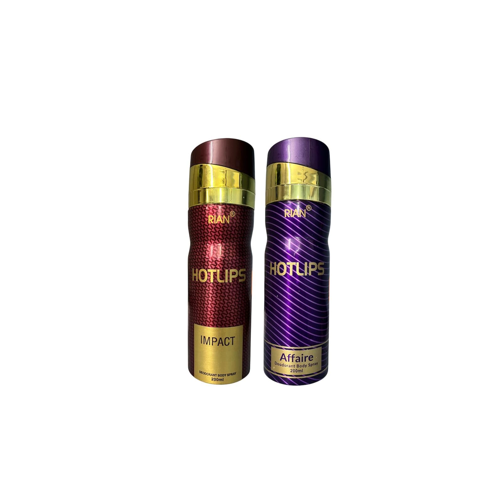 Rian Hot Lips Deodorant Body Spray Combo – Affaire & Impact (2 x 200ml)-image-36