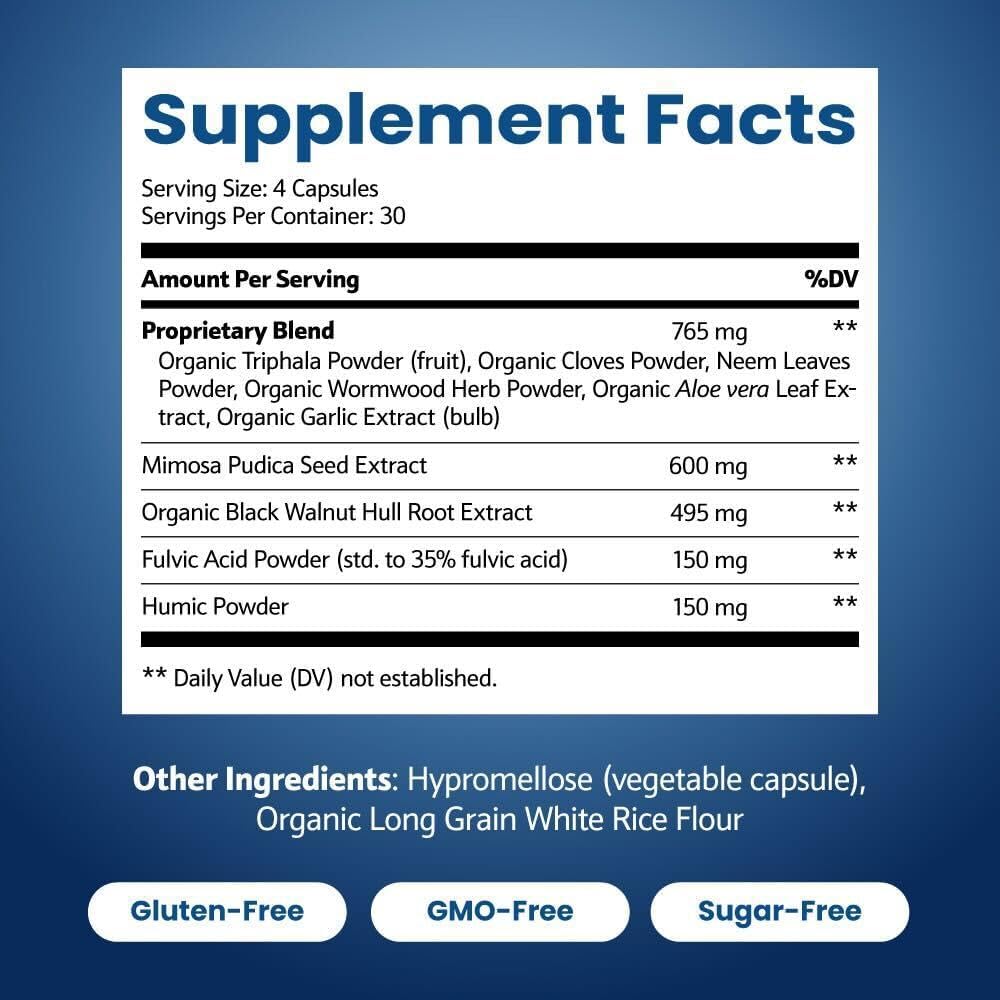 ParaPurify-120 Capsules: Digestive Health Support Supplement Includes Mimosa Pudica Black Walnut Supreme Nutrition- Organic Formula, Non-GMO All-Natural Herbal Blend for Optimal Gut Health - Image 3