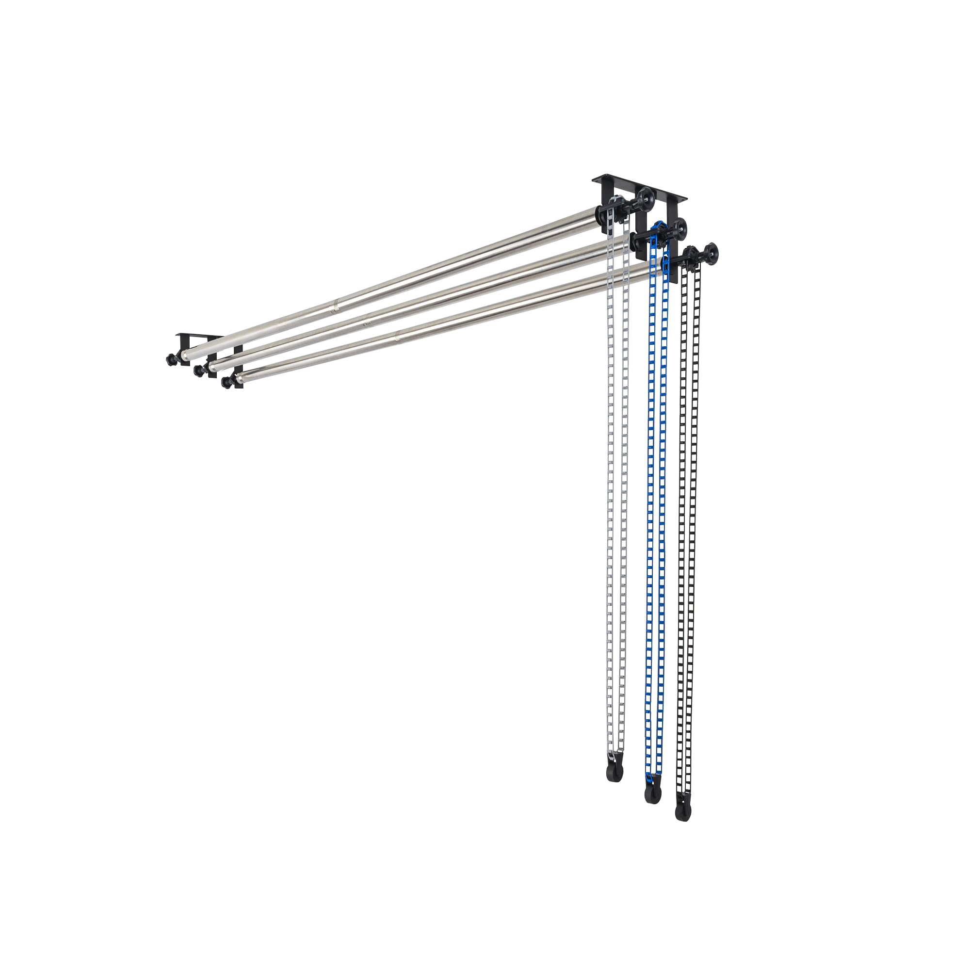 Sistema di supporto per sfondo fotografico, 3 rulli con catene, 3 metri in acciaio inox, traverse da parete/celing/luce da parete, supporto per sfondo, supporto per sfondo