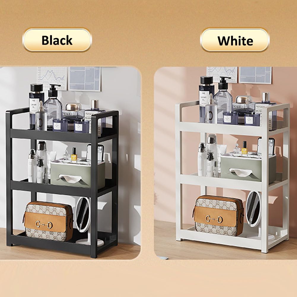 Badezimmer-Theken-Organizer, 3-stöckiges Badezimmer-Regal für Badezimmer, Küche, Schlafzimmer, ideal für die Organisation von Kosmetika, Parfums, Seifen, Lotionen und mehr (schwarz)