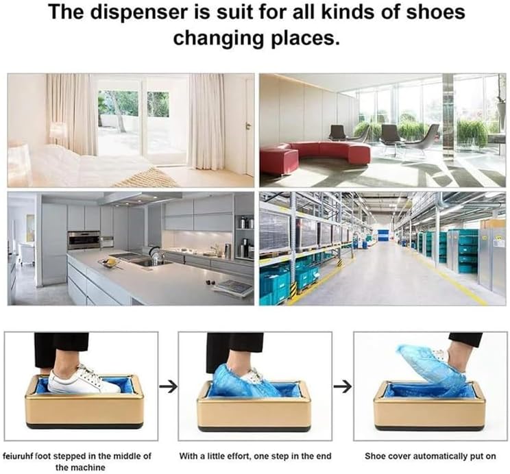 Automatic Shoe Covers Dispenser, Shoe Cover Indoors Machine, Shoe Booties Disposable 100pcs Disposable Plastic Shoe Covers Bags Shoe Covers Machine for Indoors Home Supermarket (Blue)
