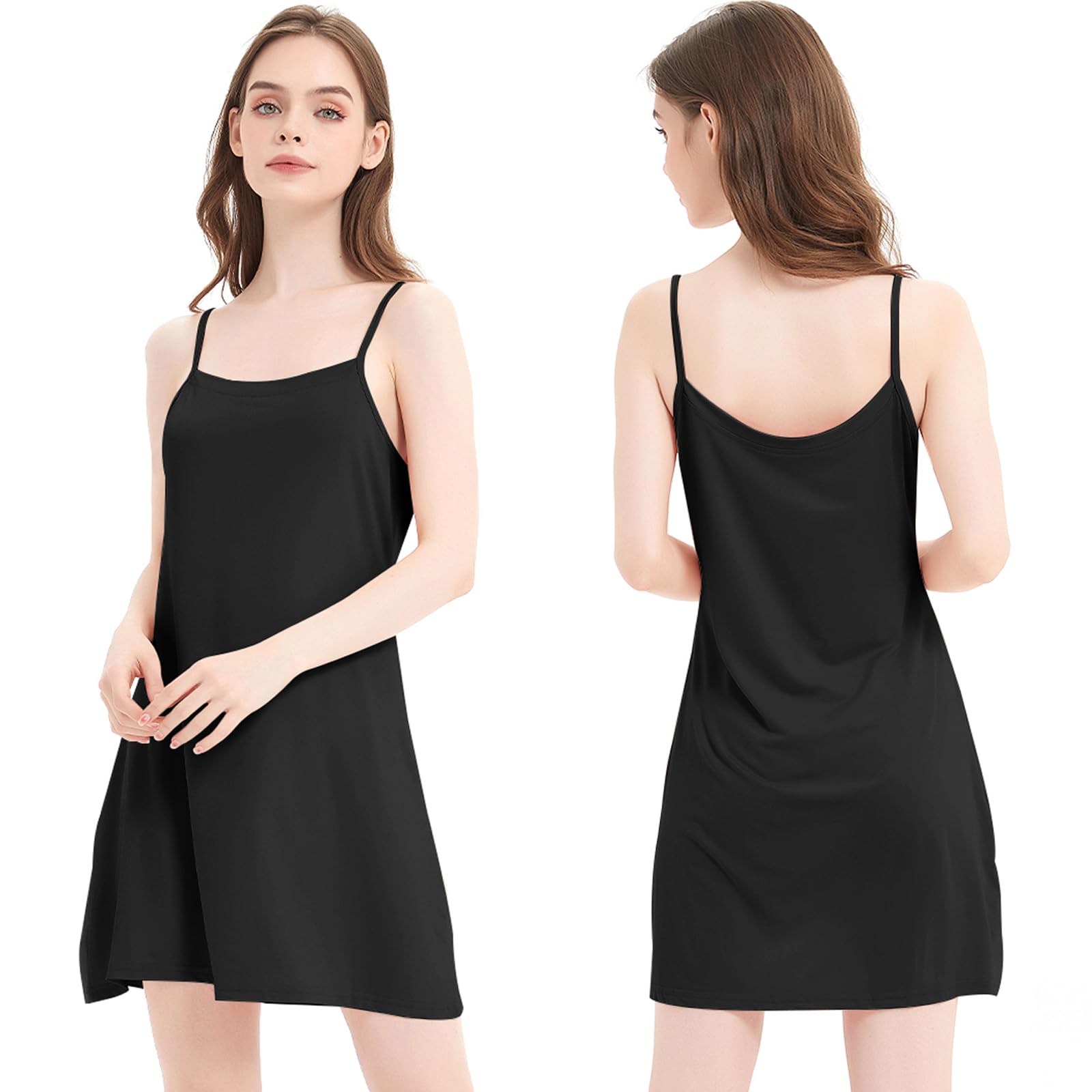 Micoden sous-vêtement pour Femme en Polyster pour Femme - Slinky Strappy - Robe de Nuit Sexy - Respirant - Doux - Long Pyjama - Robe de Nuit