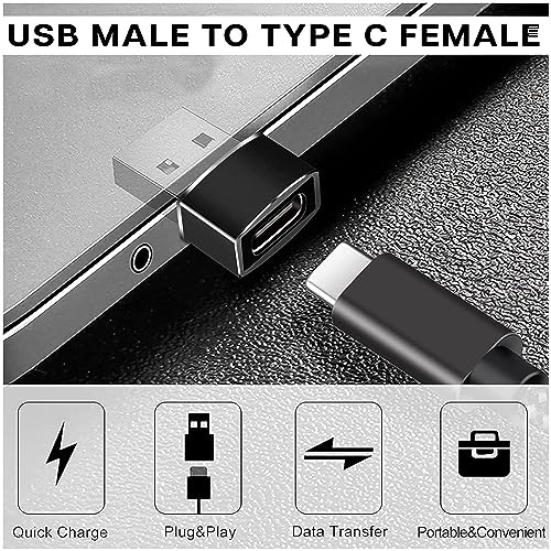 Image of Storite 2 Pack Small USB Type A Male to Type C Female Adapter, Black | Data Sync, Charging Cable Adapter Converter, Compatible Laptops Car Chargers PC