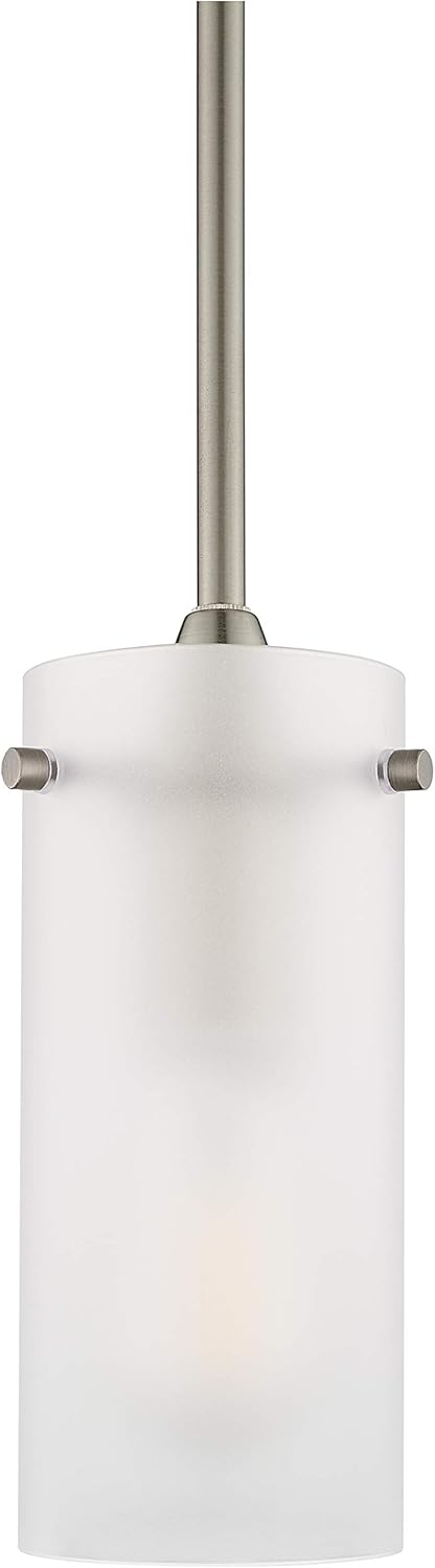 Linea di Liara Effimero Modern Brushed Nickel Pendant Light Fixtures Over Kitchen Island Sink Lighting Ceiling Hanging Farmhouse Mini Metal Industrial Pendant Lighting Small Frosted Glass Shade