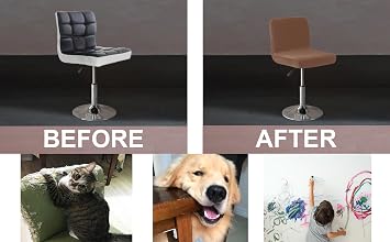 LightInTheBox Bar Stool Cover Square Swivel Barstool Chair Seat Velvet Barstool Protector Covers for Counter Height Mid Low Back Chair Holiday (2Pc Brown)