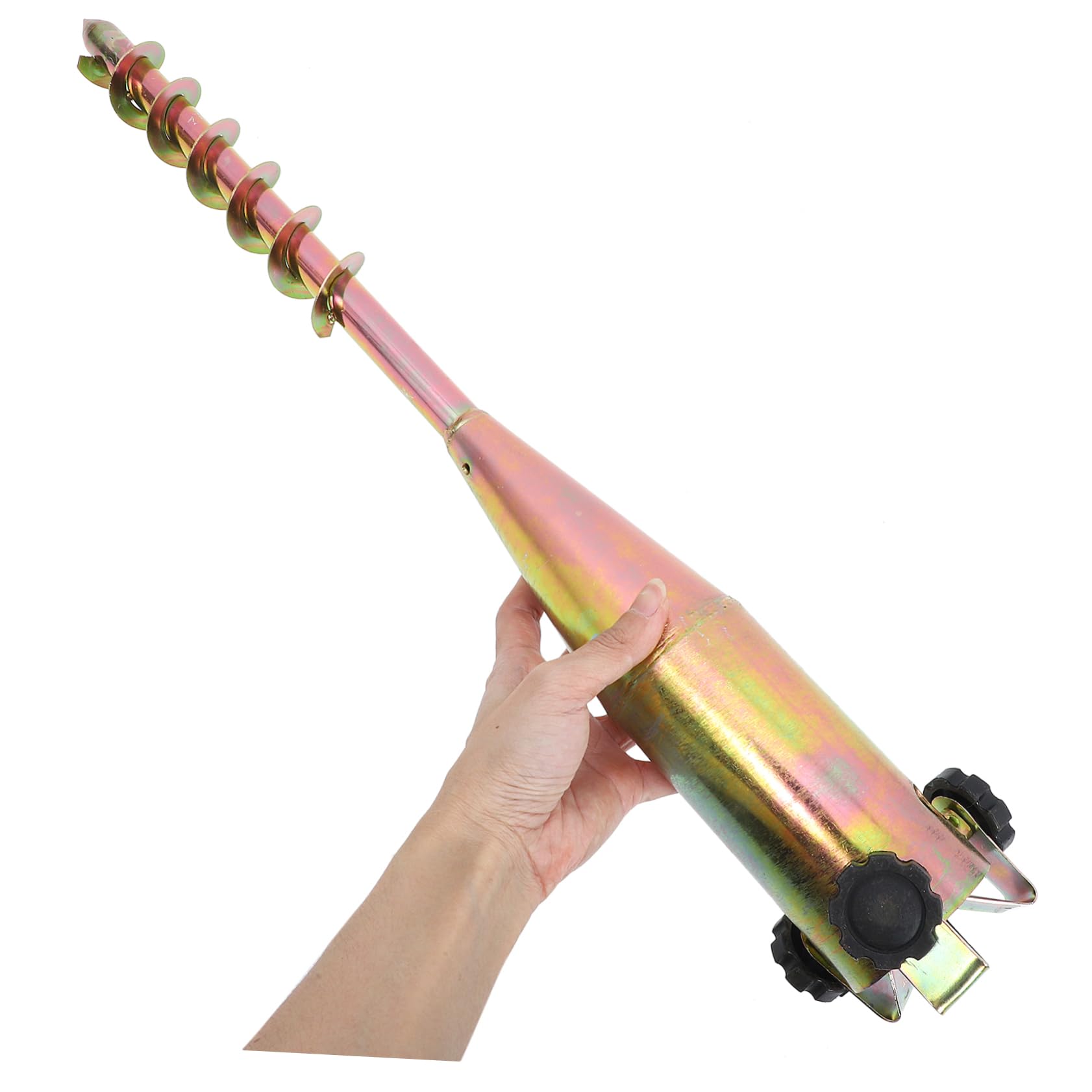 iplusmile Gelber Sonnenschirmhalter aus Stahl Spiralförmiger Bodenanker für Garten und Strand Windfest Werkzeugfreie Montage