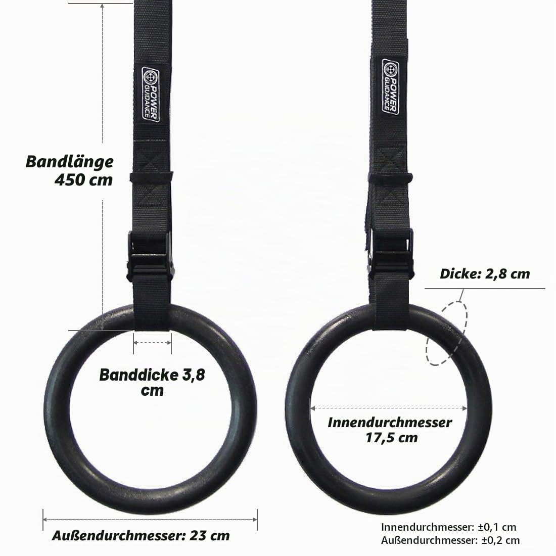 POWER GUIDANCE Turnringe Holz Gymnastikringe aus mit verstellbaren Buckles Straps für Home Gym, Indoor Training, Cross Fitness Klimmzüge & Krafttraining
