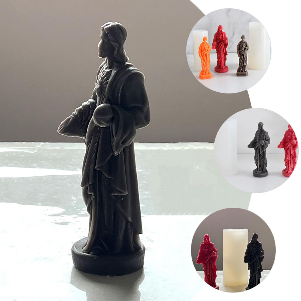 Jesus Silicone Mold Per Creazione Di Candele e Saponi Stampo Silicone Flessibile Per Statue Diy Per Uso Ripetuto e Altri Materiali