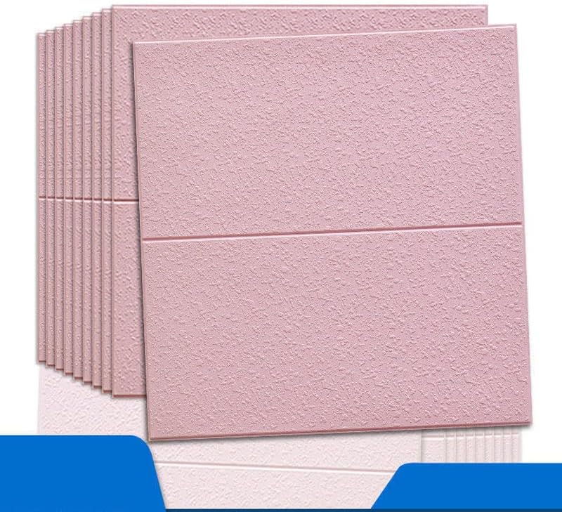 10 paneles de pared 3D de ladrillo blanco para despegar y pegar papel tapiz para sala de estar, dormitorio, fondo (rosa)