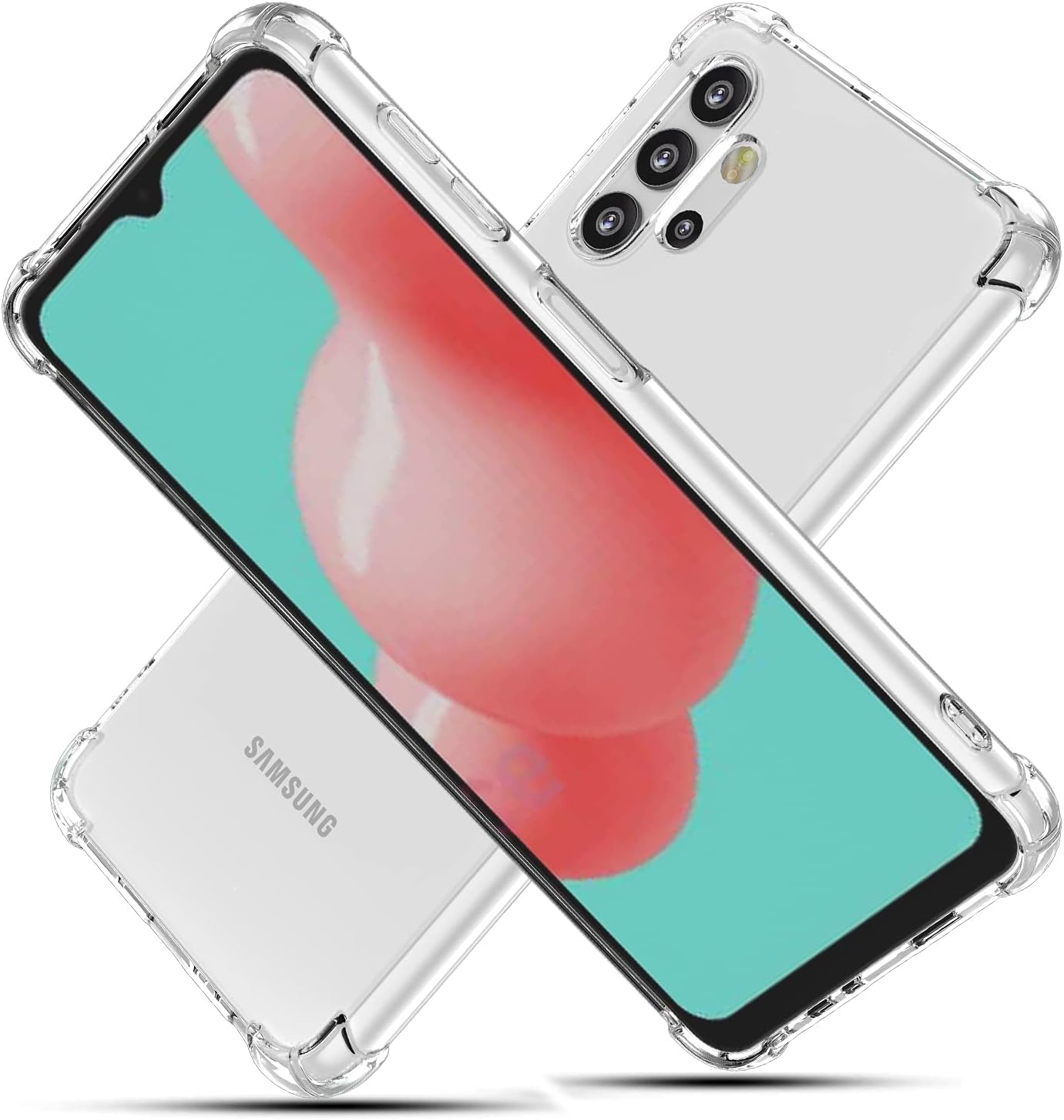 Hamnor Compatible w/Samsung Galaxy A32 5G Case, Samsung A32 (Only fit 5G) Phone Case, Shockproof Bumper, Ultra Flexible Slim Fit Soft TPU Clear Phone Case Protective Cover (Clear)