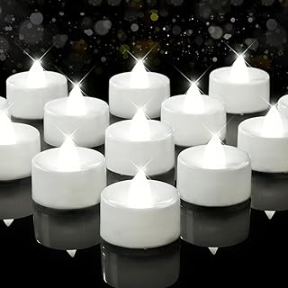 BEICHI Flameless Candles, 24Pack Battery Operated Candle, LED Tea Lights Candles Battery Operated, Flickering Fake Votives for Wedding Halloween Christmas Diwali- Pure White Light