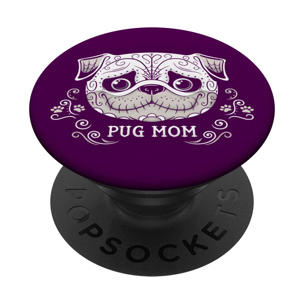 Snorty Pugs Pop ShopPug Mom Sugar Skull Purple PopSockets PopGrip: Swappable Grip for Phones & Tablets