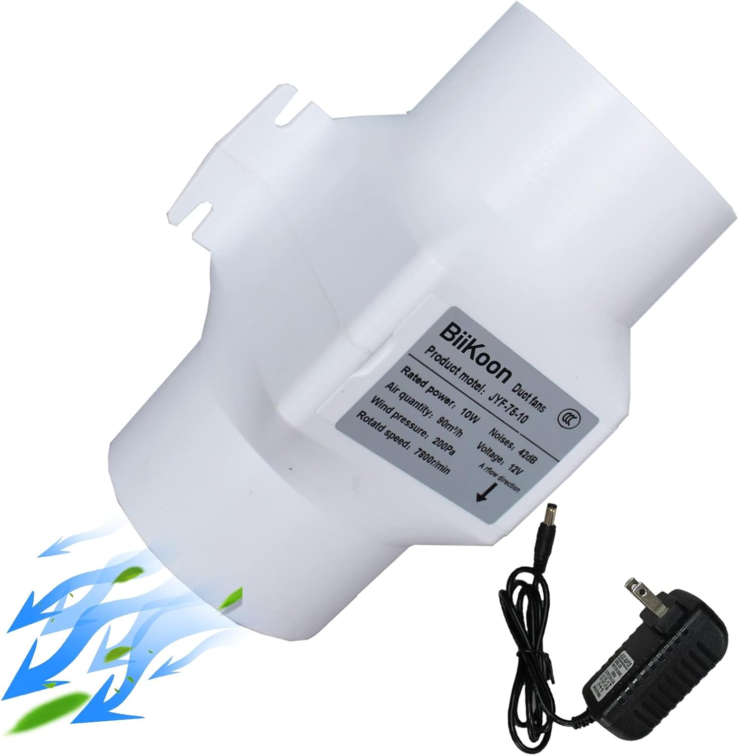 3 Inch 53 Cfm Booster Fan 12V 10W Inline Duct Vent Blower for HVAC Exhaust and Intake Low Noise Pipe Ventilation Fan for Basements (Color : Adjustable Speed, Size : 10w)