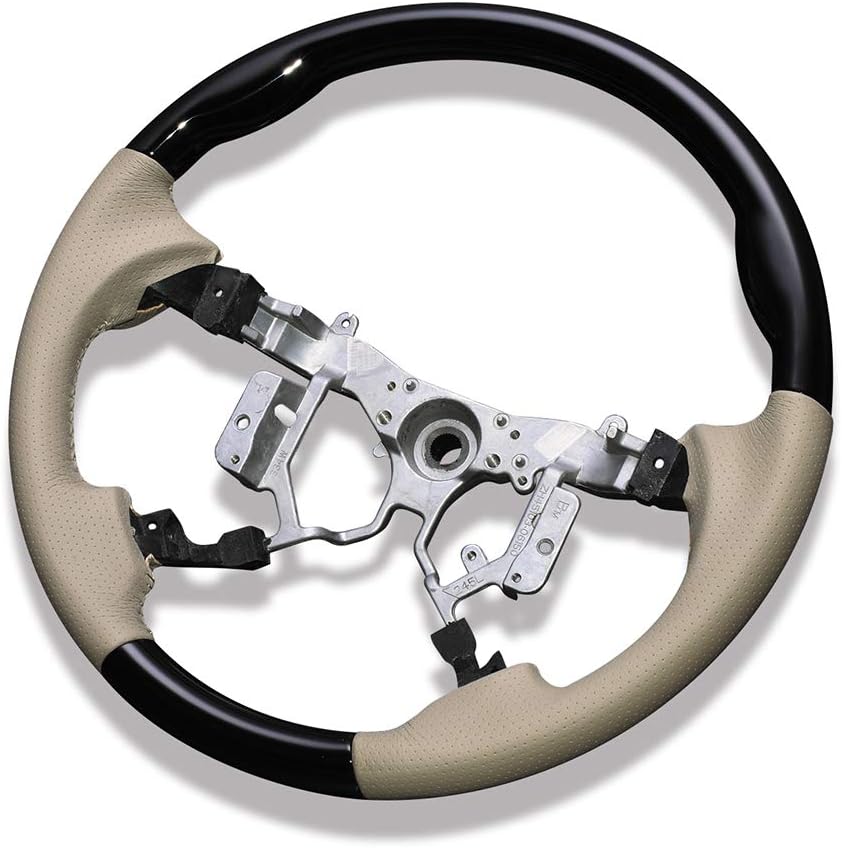 ステアリング エスティマ 50系 ピアノブラック スタンダードグリップ ベージュレザー 純正交換 ハンドル ウッド調 パネル 高級 